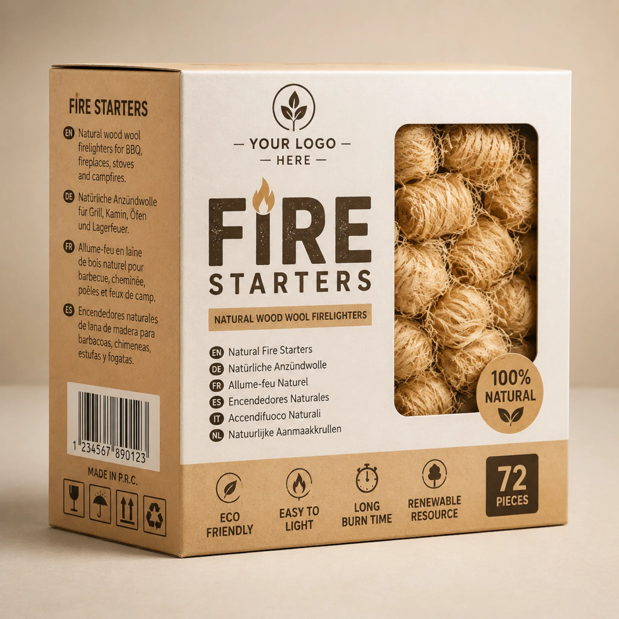 Custom private label packaging for wood fire starters
