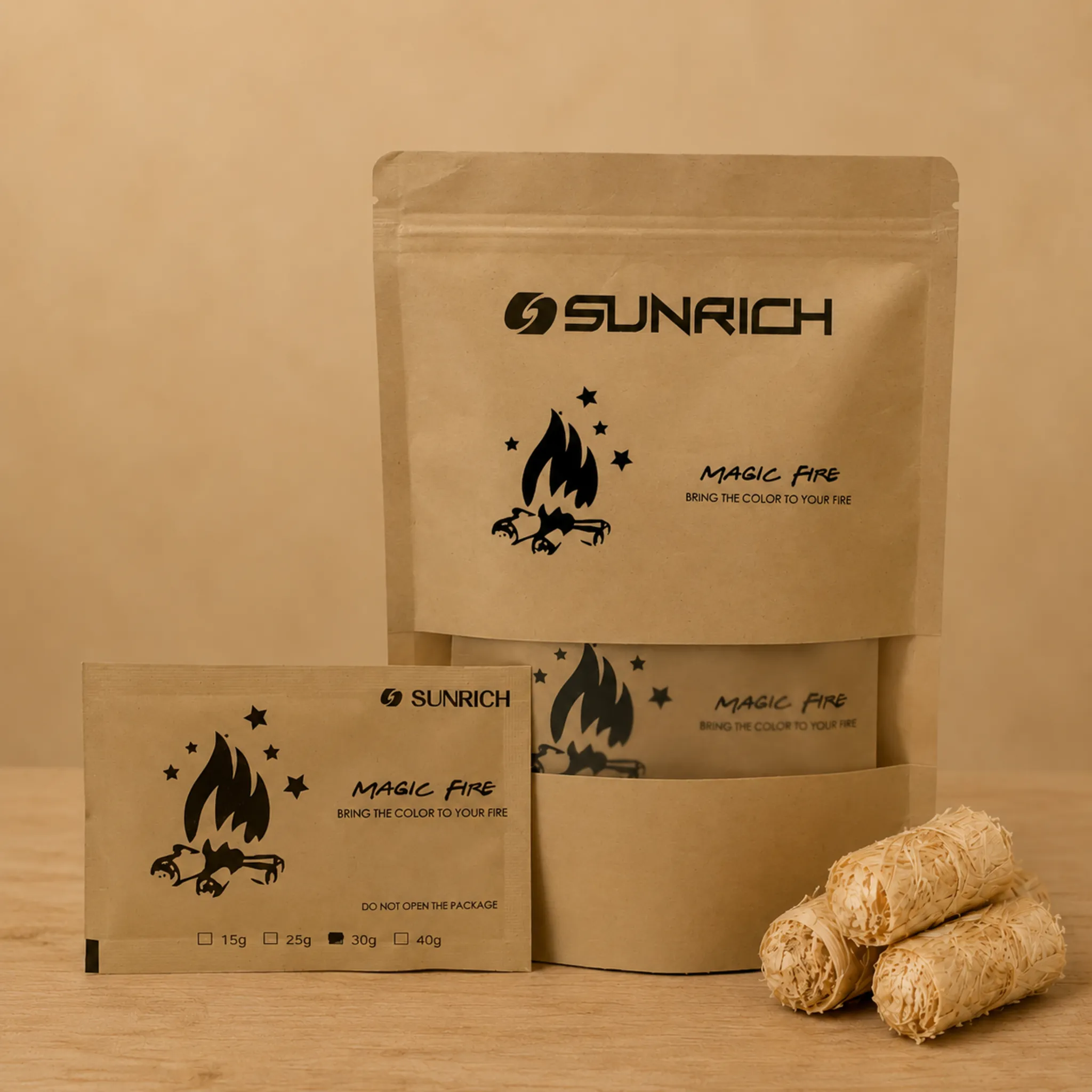 Wood fire starters kraft paper bag packaging