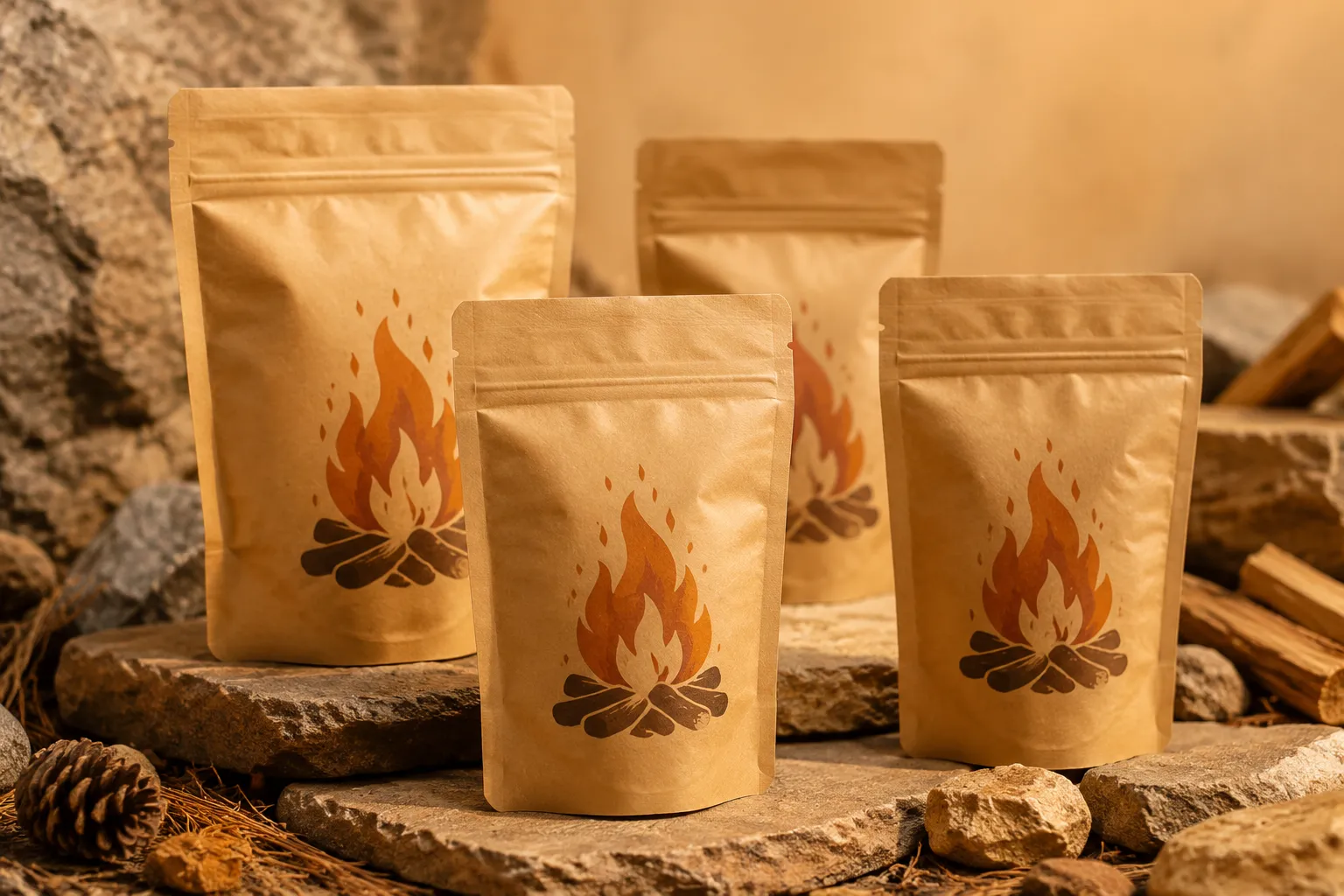 Magic fire powder kraft paper packaging