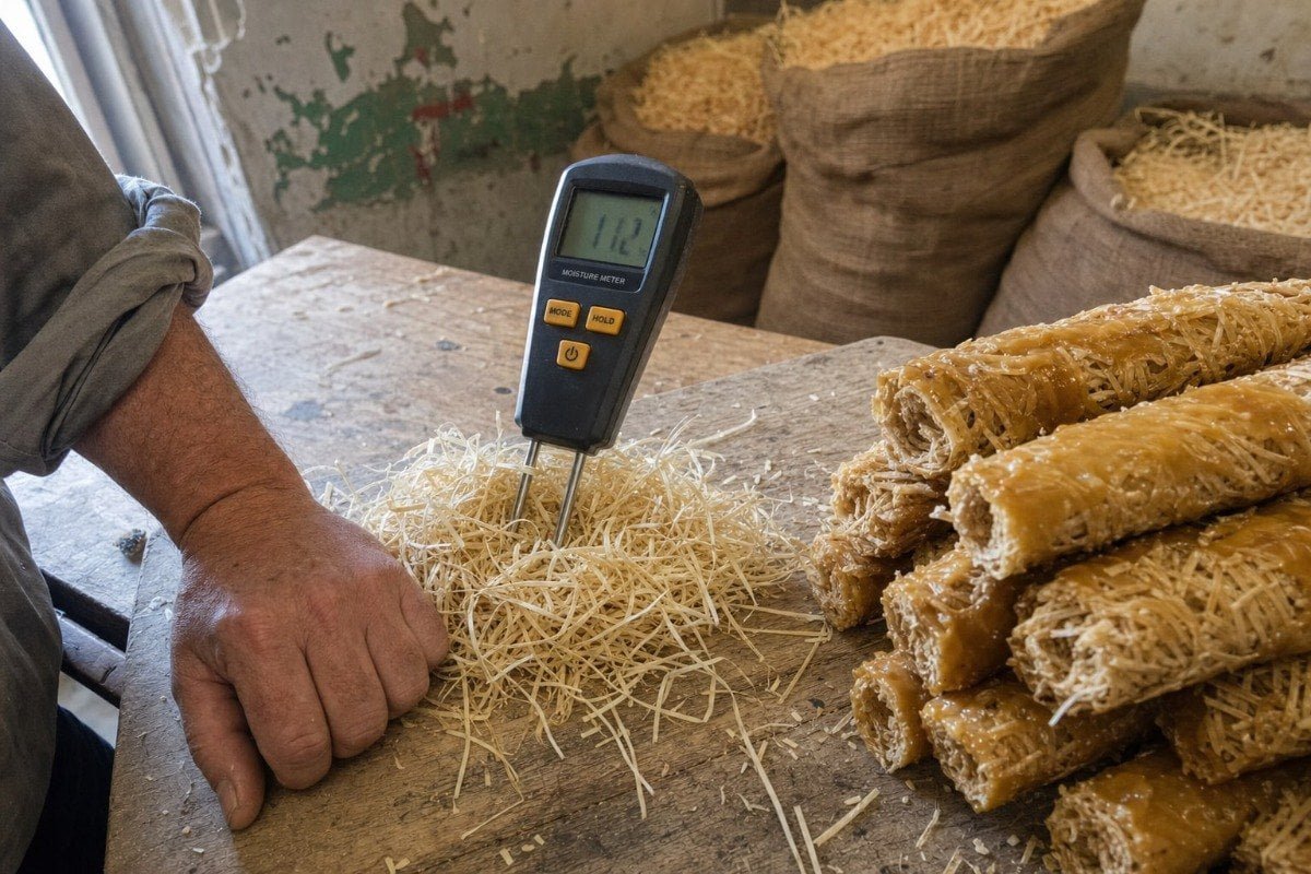 Wood Type and Moisture Specs Supplier checks wax-to-wood ratio and moisture content for fire starter samples (ID#2)