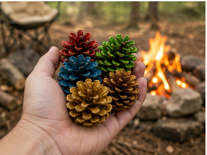 Color pine cones for campfires