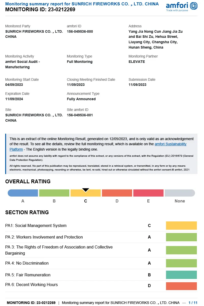 Compliance check support for Sunrich Fire buyers