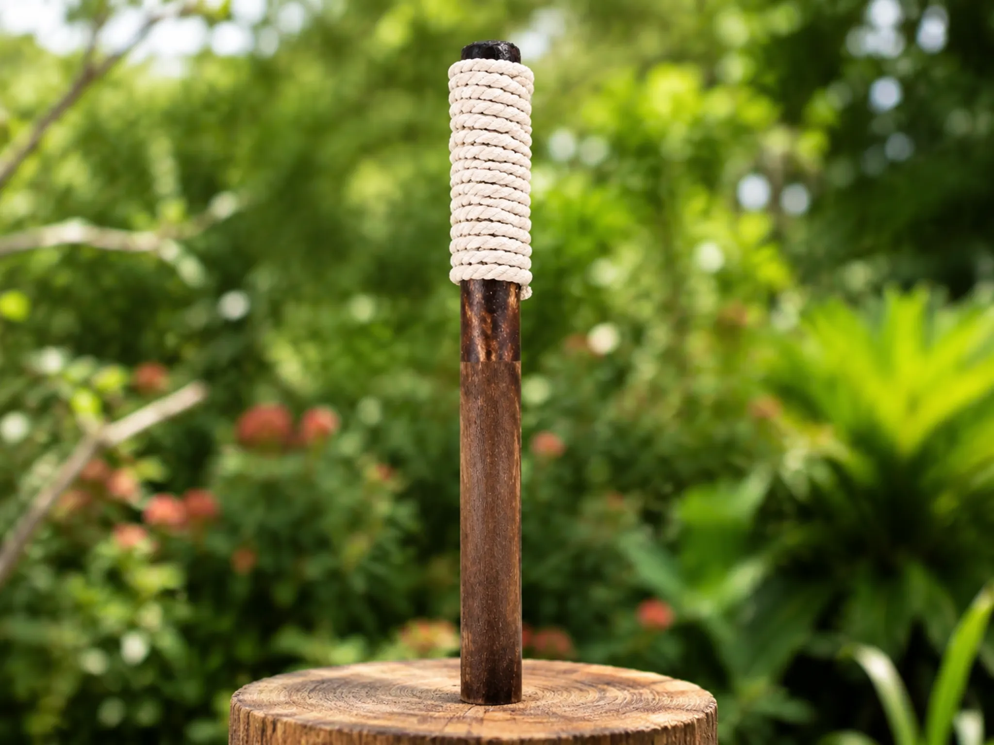 Wooden wax torch for outdoor events