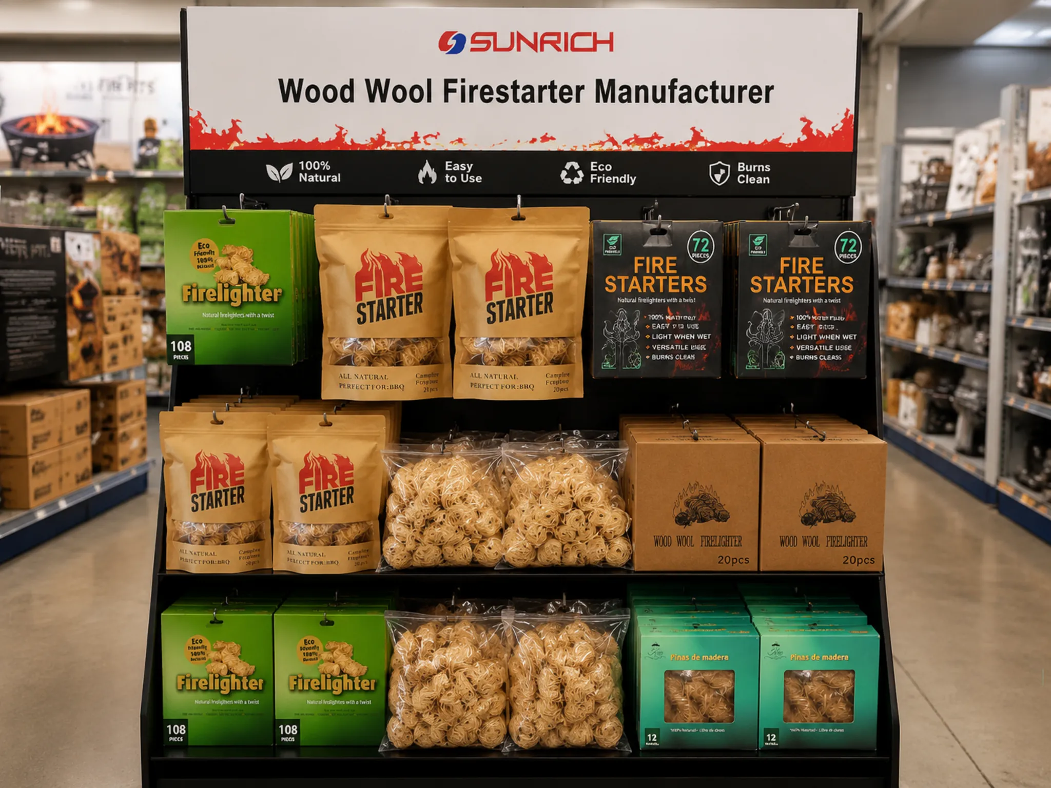Display packaging for fire pit accessories