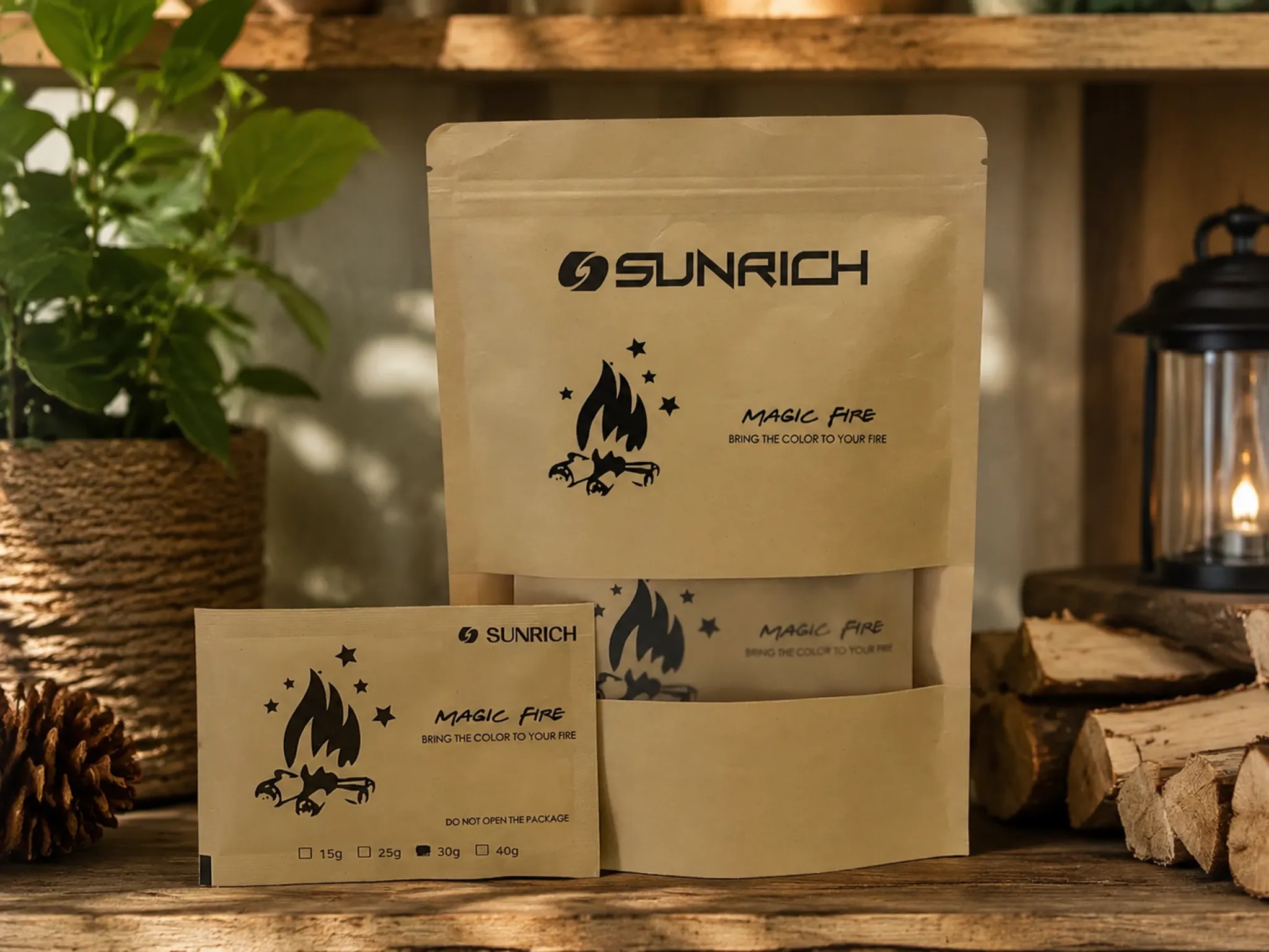 Kraft bag packaging for fire pit accessories
