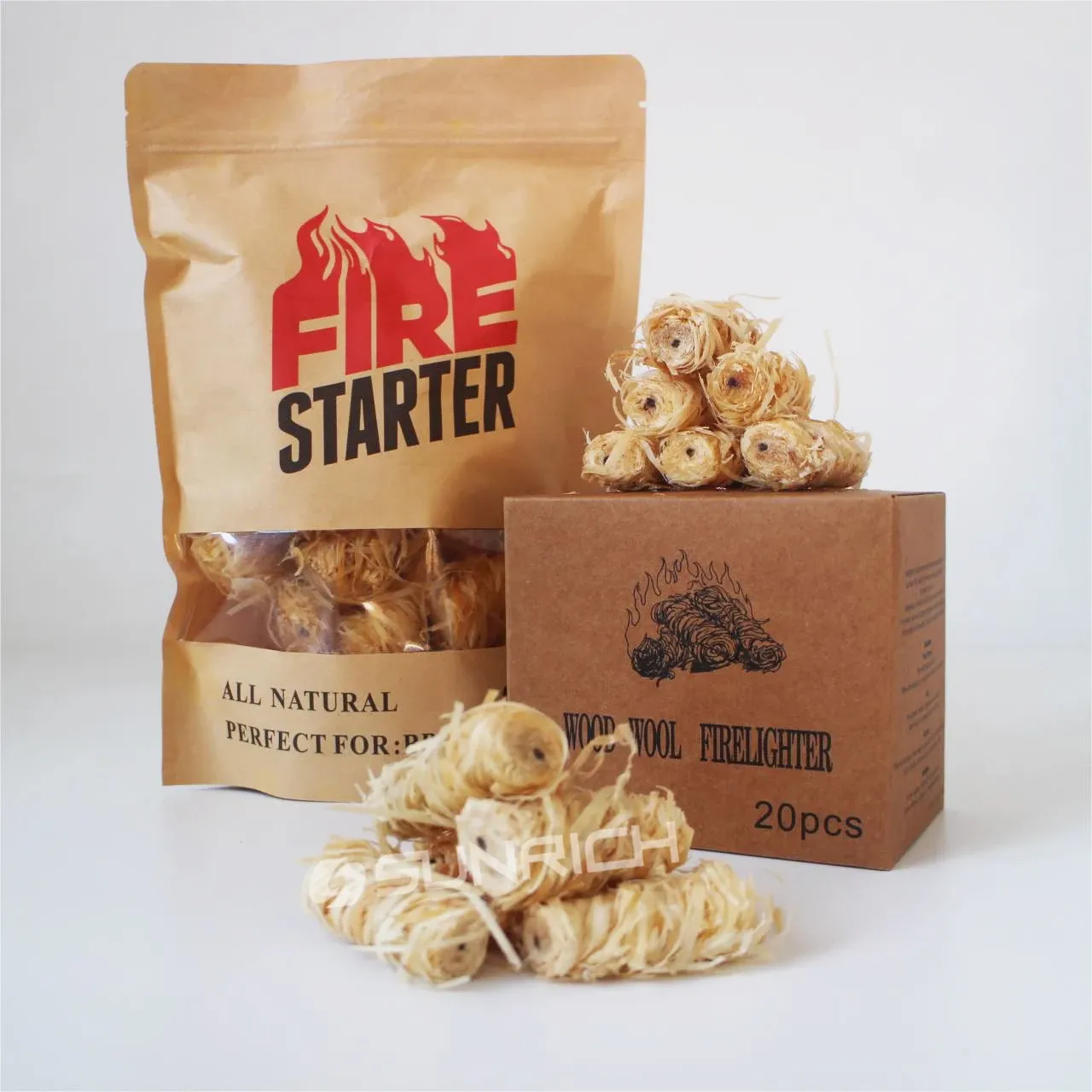 Wood fire starters for fire pit accessories