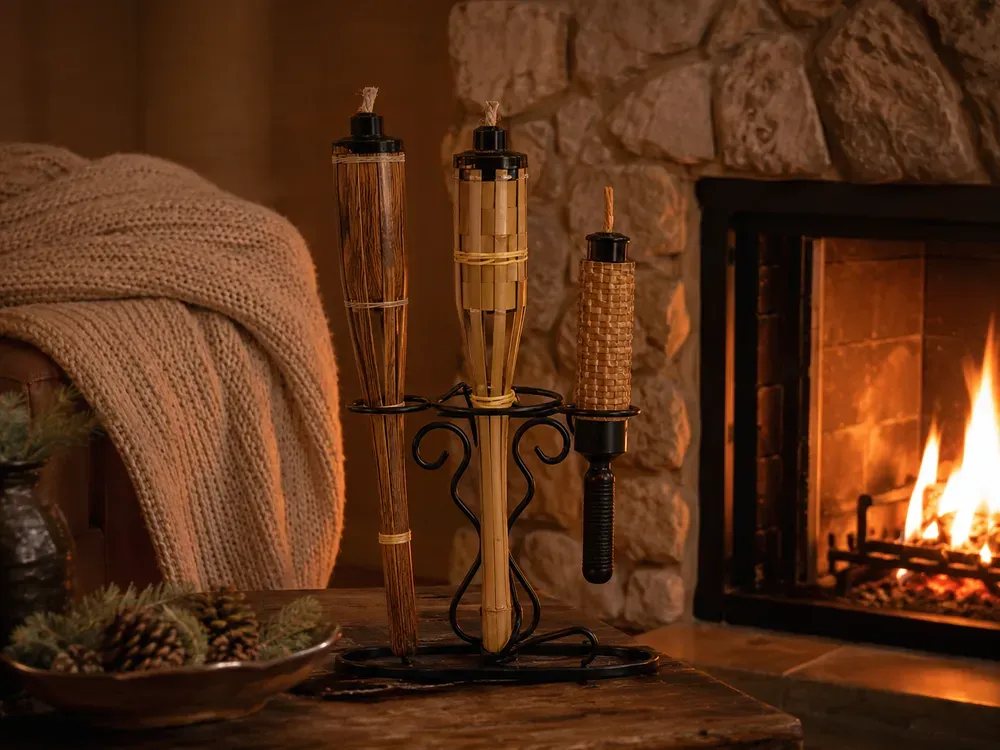 Wax torches as outdoor companion fire products