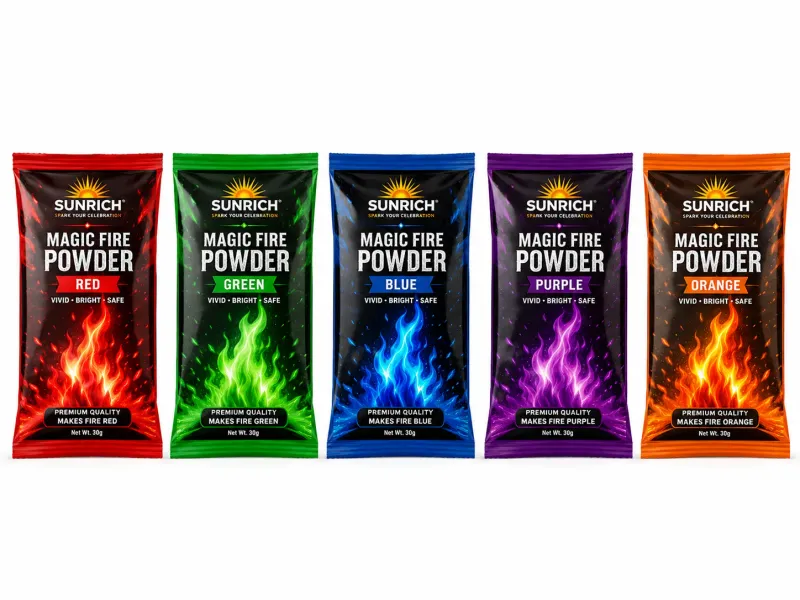 Magic fire powder and color flame packets from Sunrich Fire