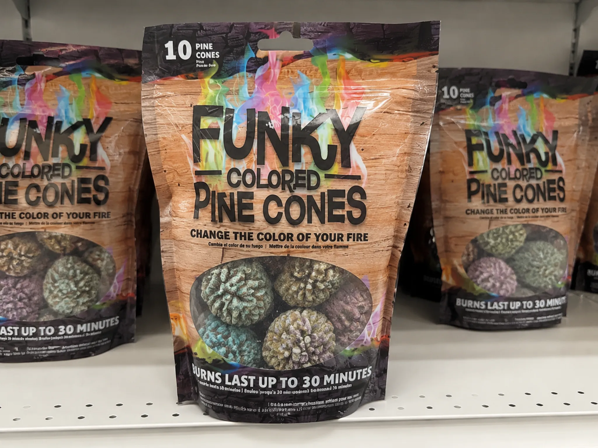 Pine cone fire starters with plastic bag