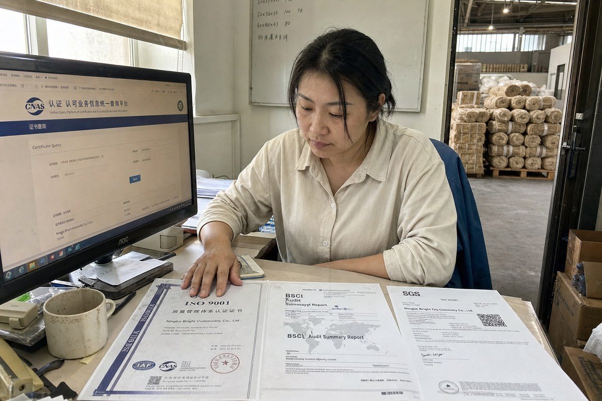 Verifying Factory Certifications Verifying supplier ISO 9001 BSCI SGS certifications and audit reports before ordering (ID#2)