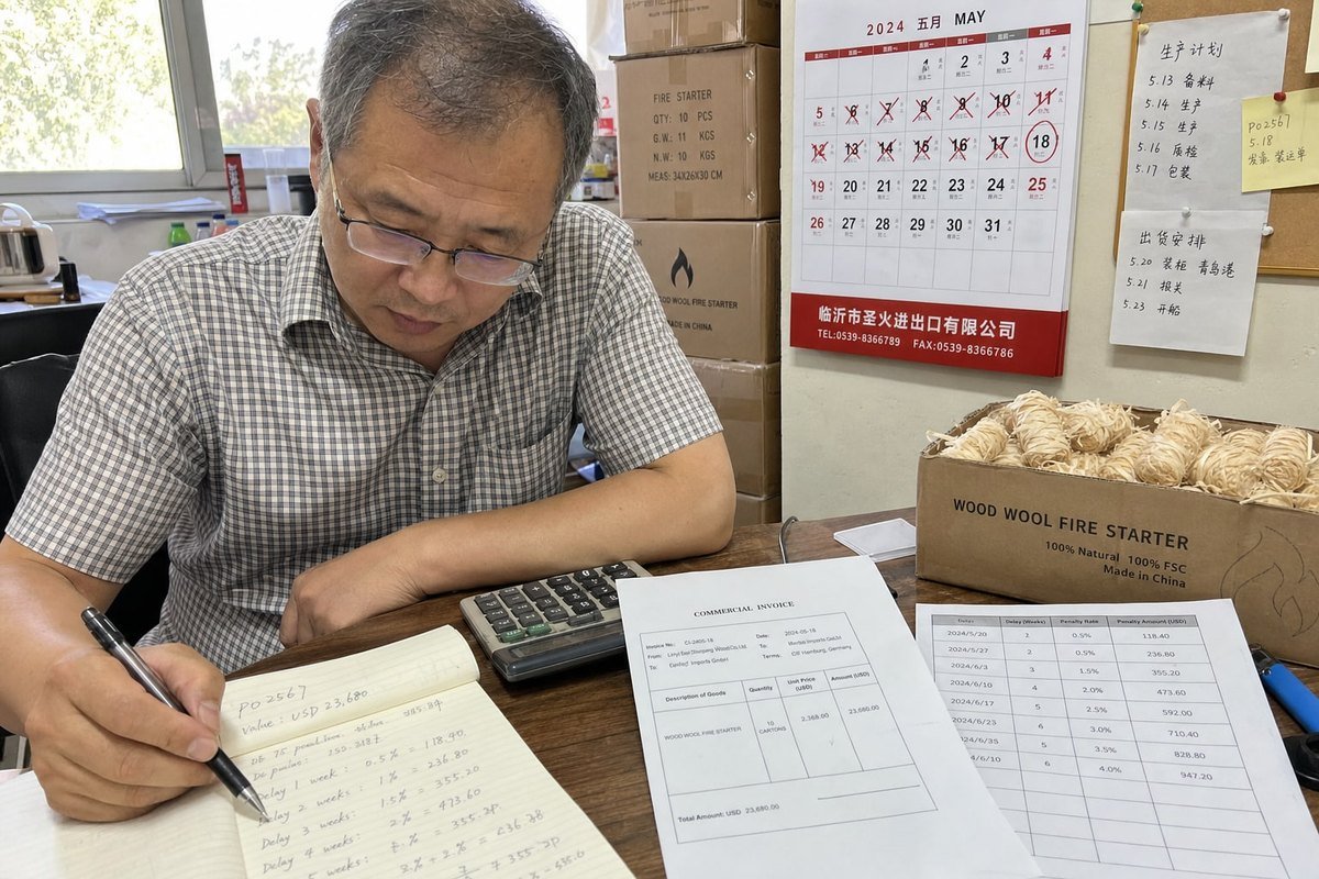 Calculating Delay Compensation Calculating fair compensation for late wood fire starters shipment delays and losses (ID#3)