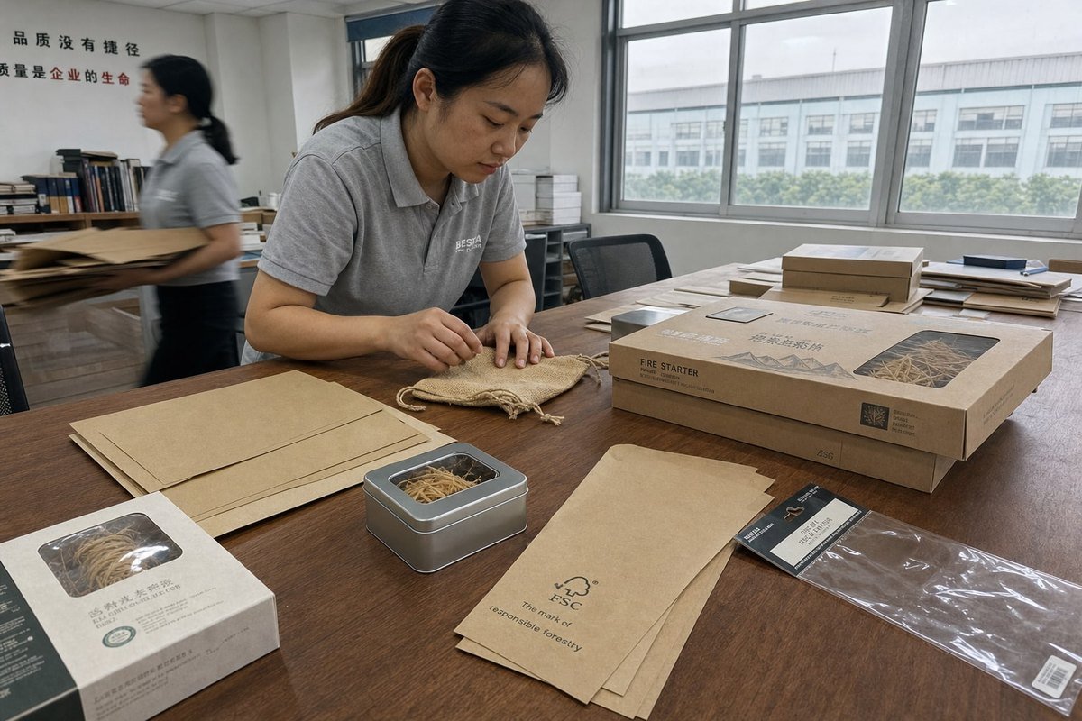 Premium Packaging Materials Kraft board, rigid paperboard, and jute materials signaling premium eco-friendly quality (ID#2)