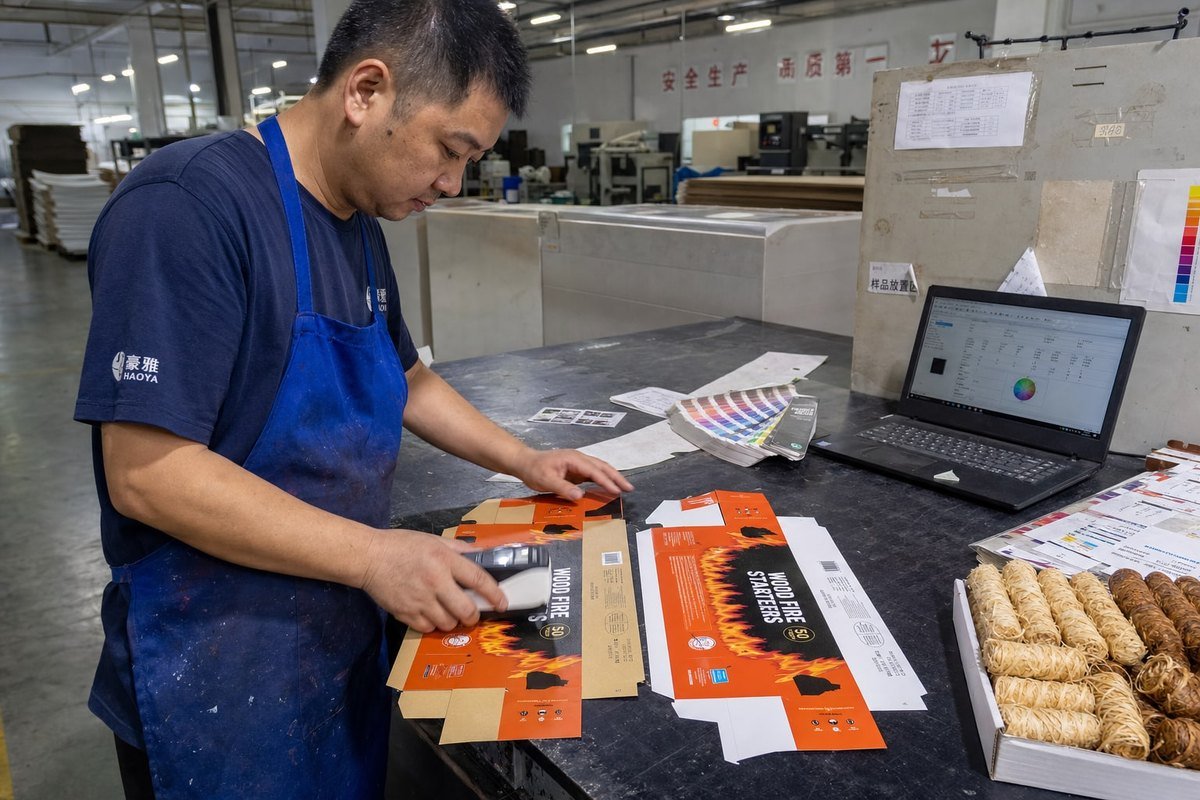 Pantone color matching and press proof review ensuring brand color accuracy (ID#3)