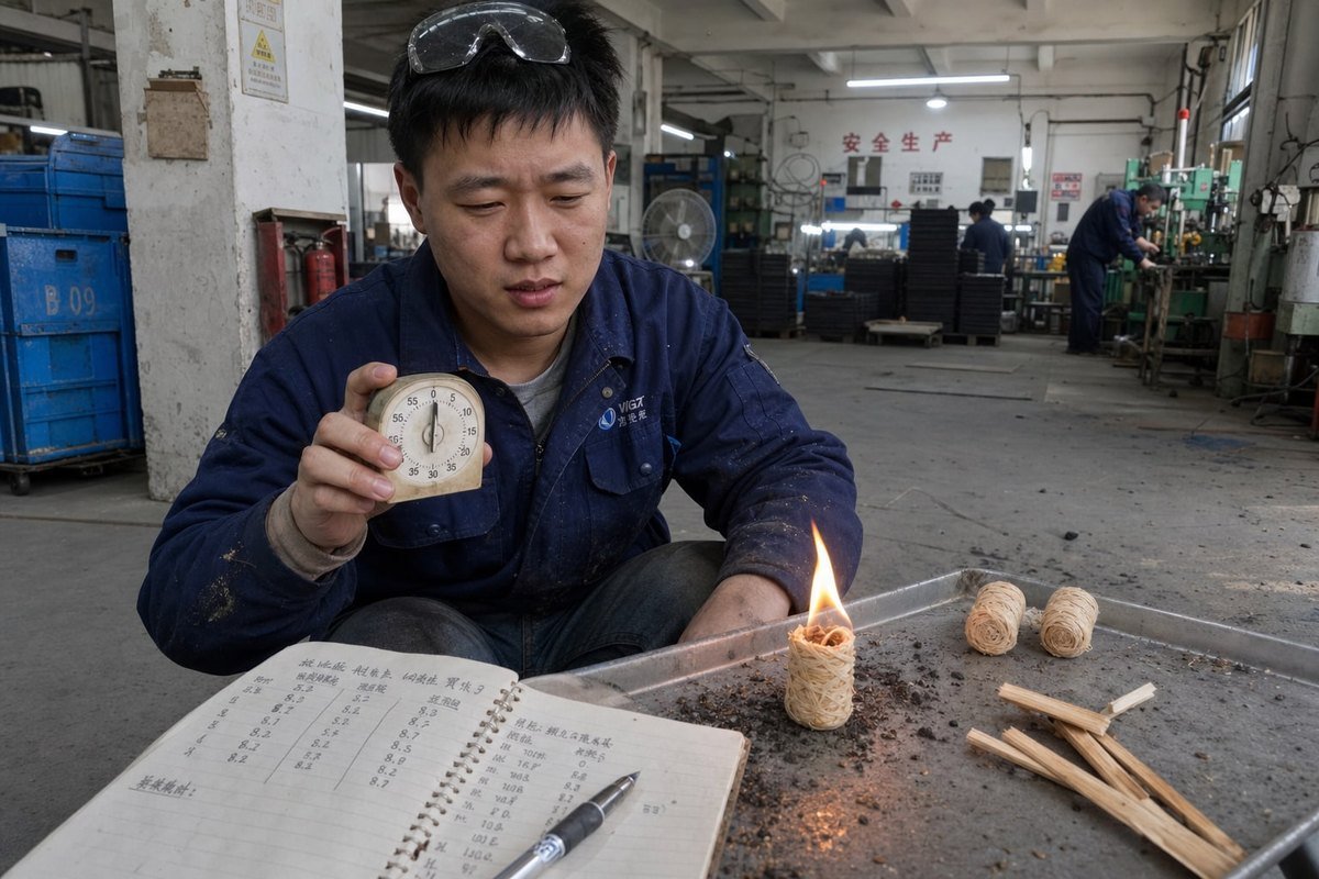 Verify Ignition Performance Testing ignition performance and burn time of wood fire starters before bulk ordering (ID#3)