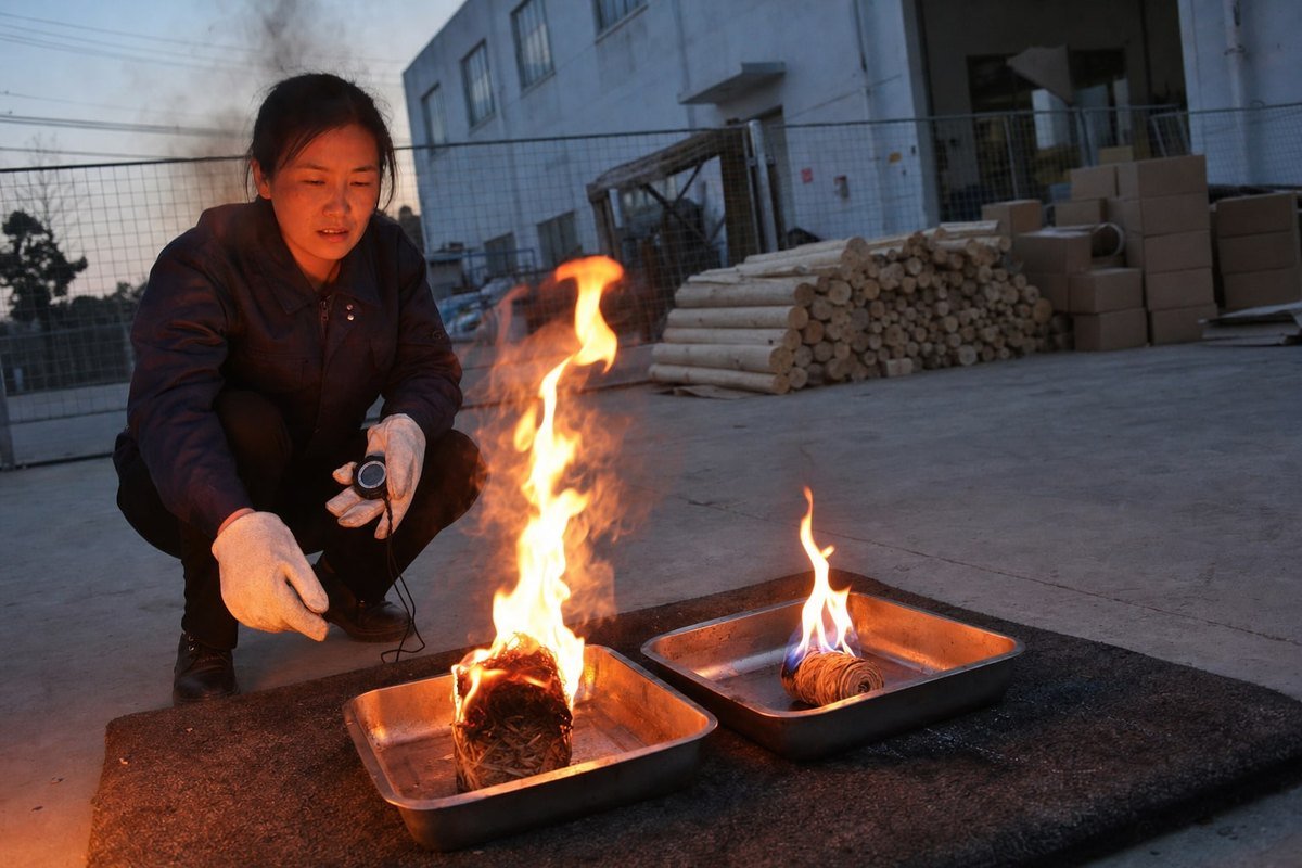 Fire Starter Performance Comparison Burn time and flame performance comparison between fatwood and compressed wood fiber starters (ID#2)