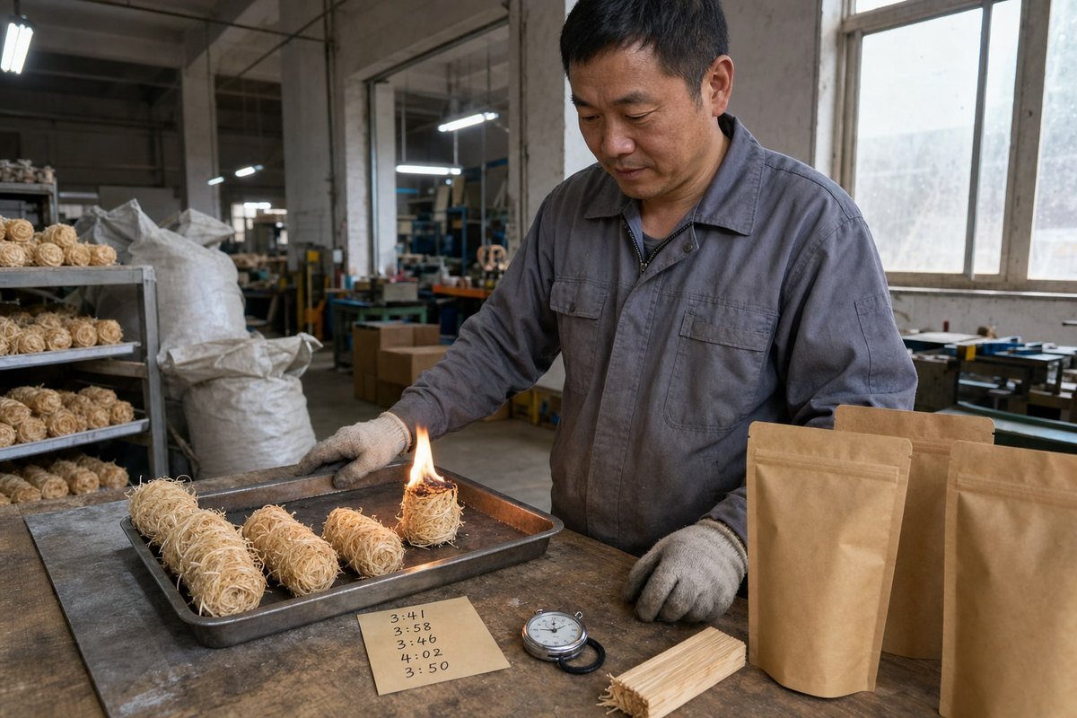 Choosing Fire Starters Natural wood wool fire starters with 8-10 minute chemical-free burn time (ID#2)