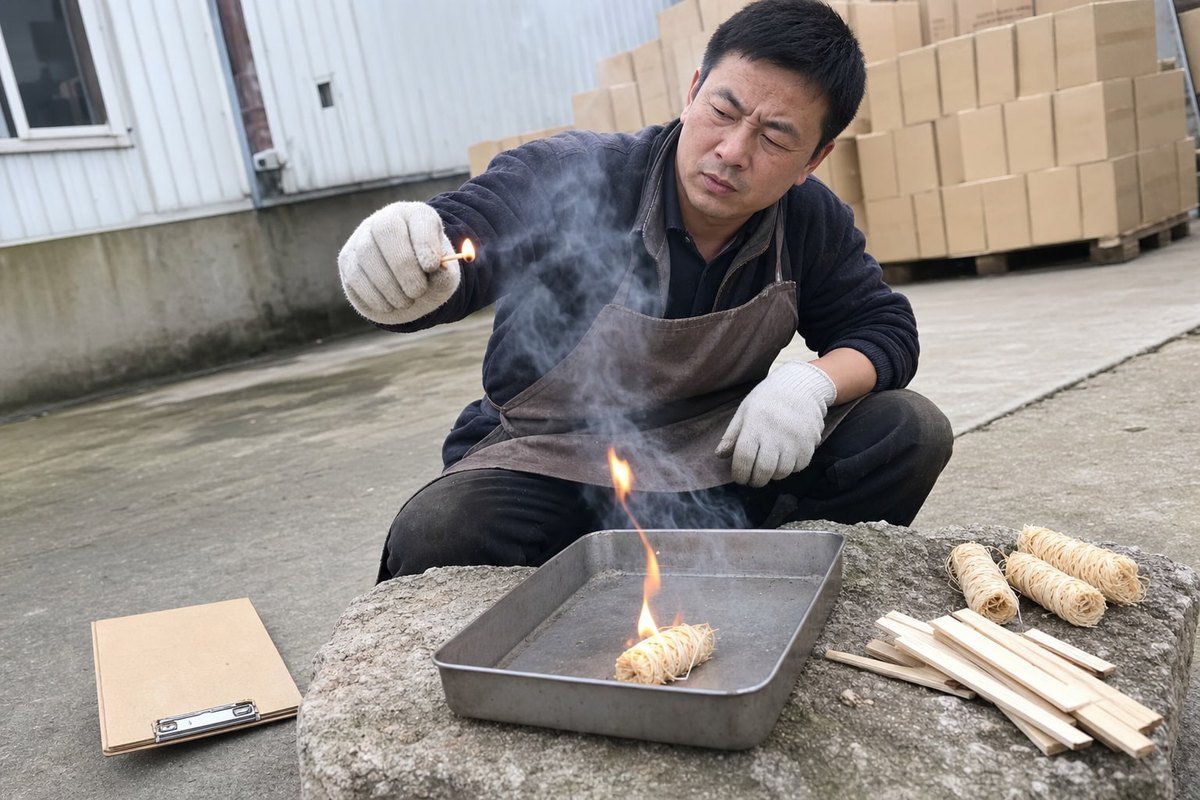 Chemical Testing Samples Testing wood fire starter samples for hidden chemicals and VOC emissions before bulk ordering (ID#3)
