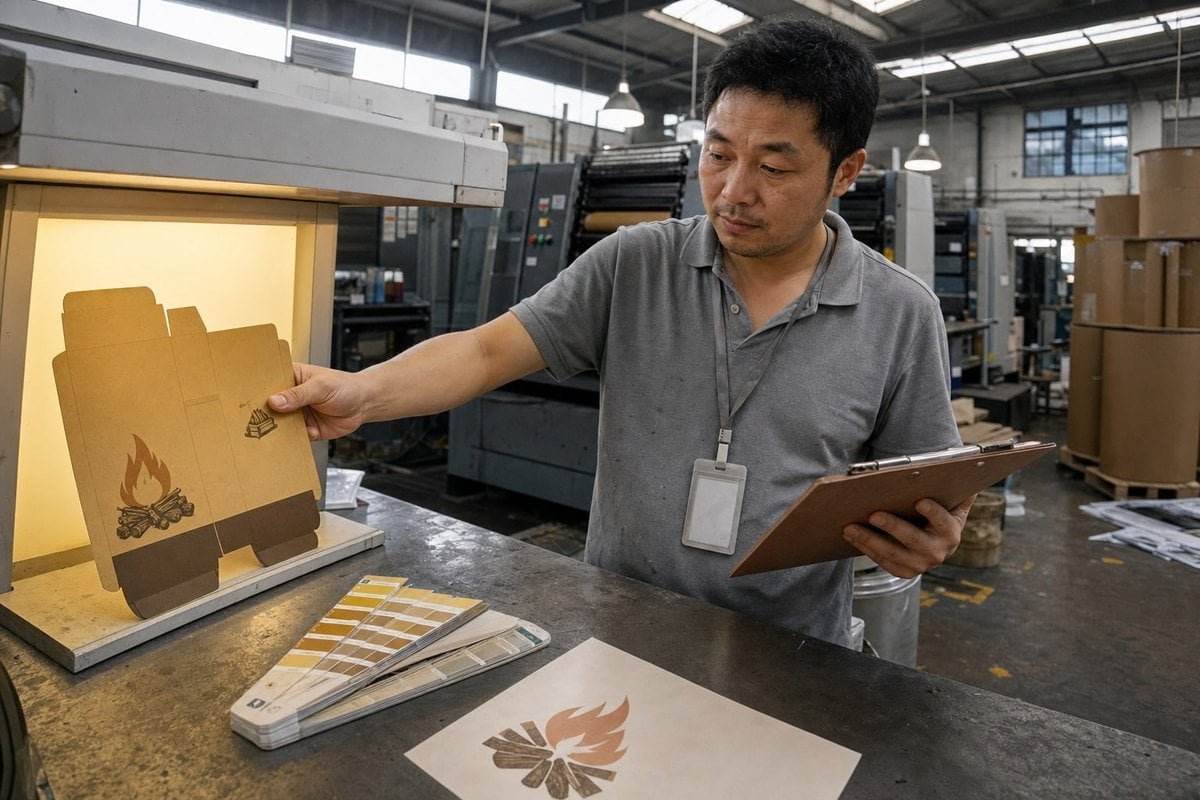 Custom brand VI packaging printing process for wood fire starter sourcing (ID#1)
