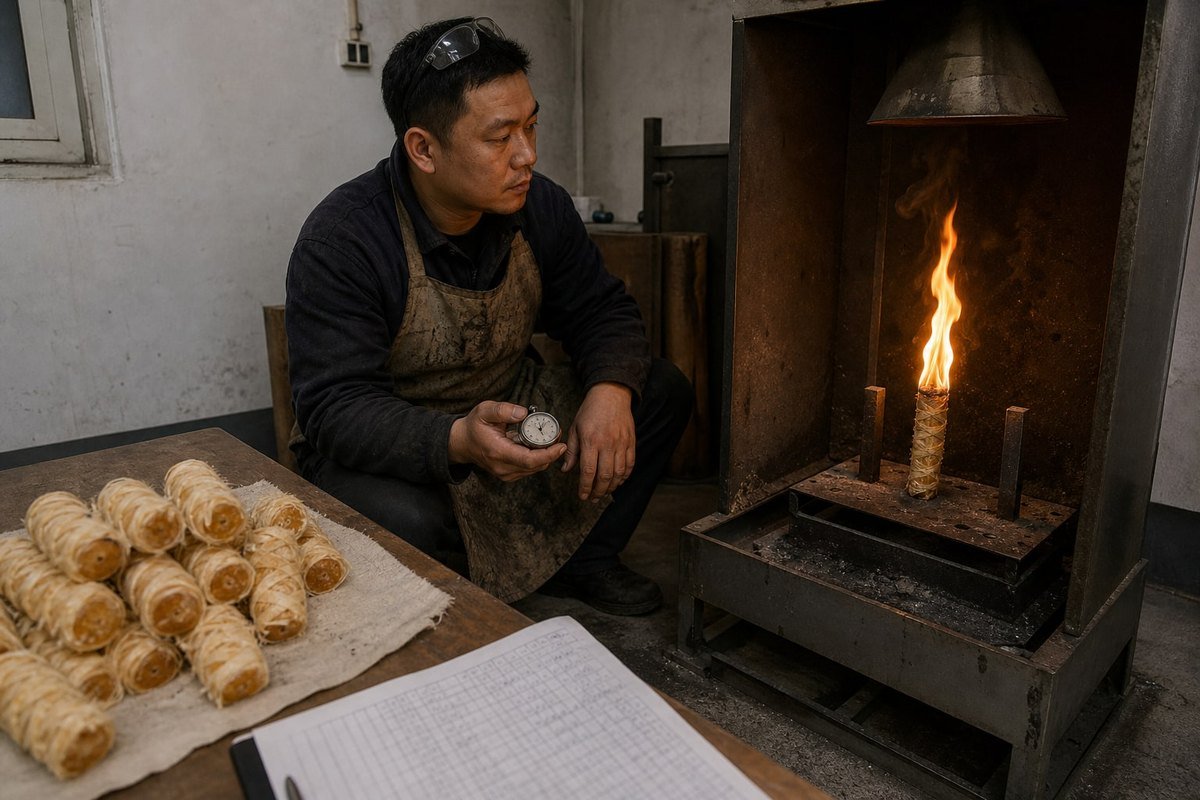 Burn Time Reliability Wood fire starter burning steadily with a sustained flame for reliable fireplace ignition (ID#2)