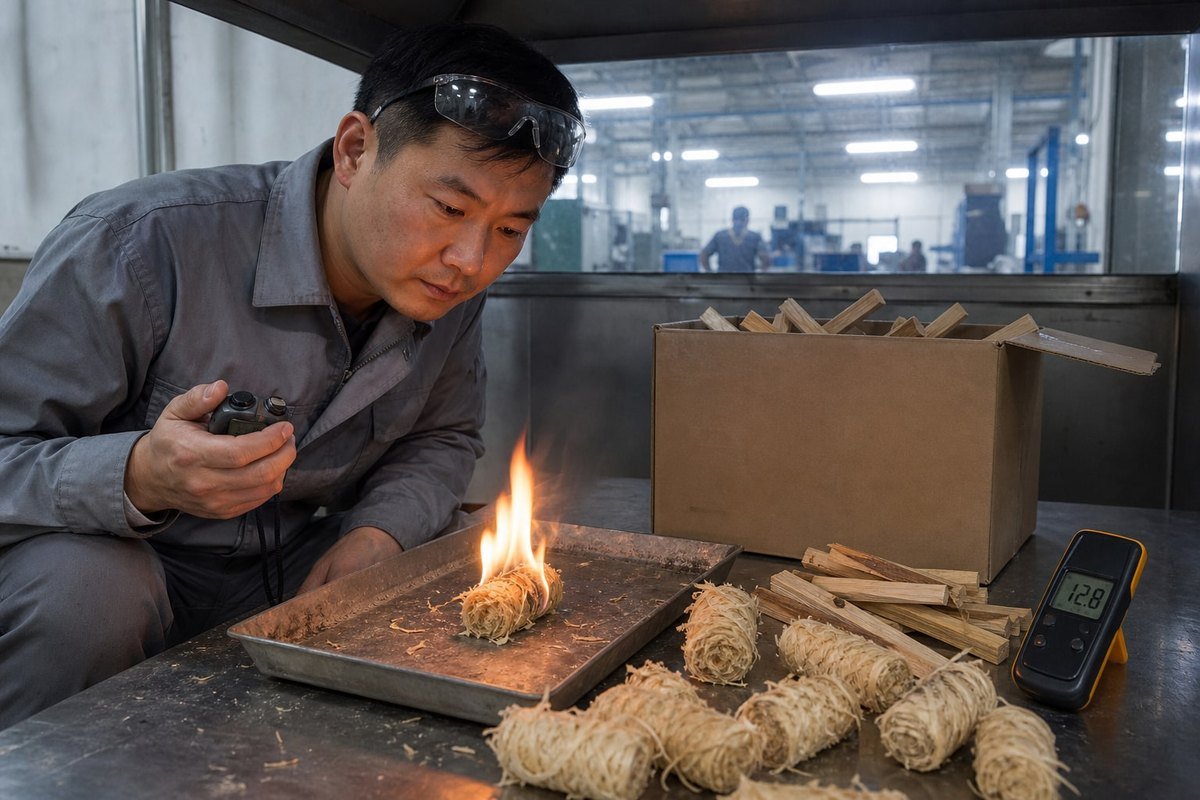 Quality control checks for wax ratios, moisture, and burn time before bulk orders (ID#3)