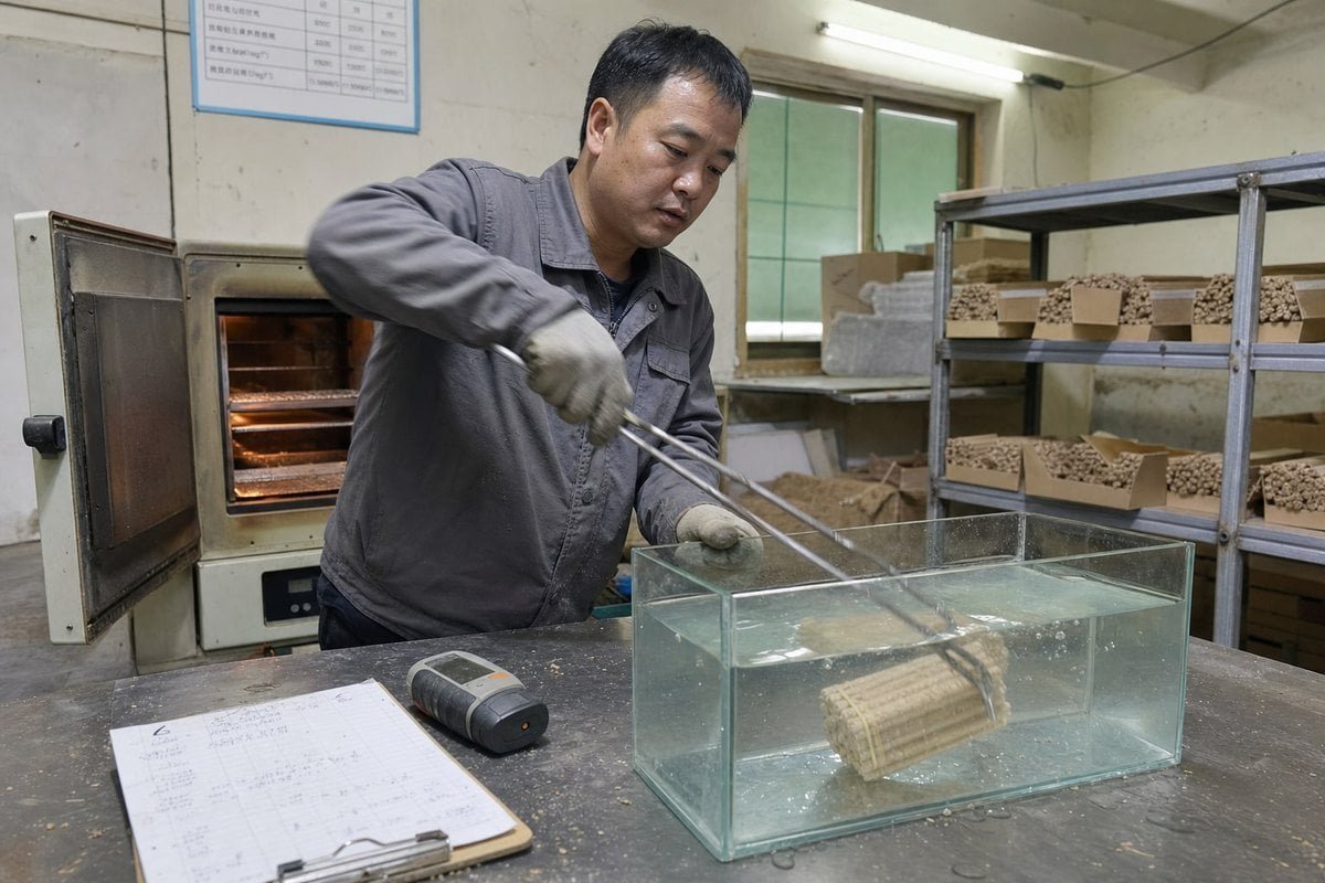 Testing methods measuring waterproof and moisture resistance of wood fire starters (ID#1)