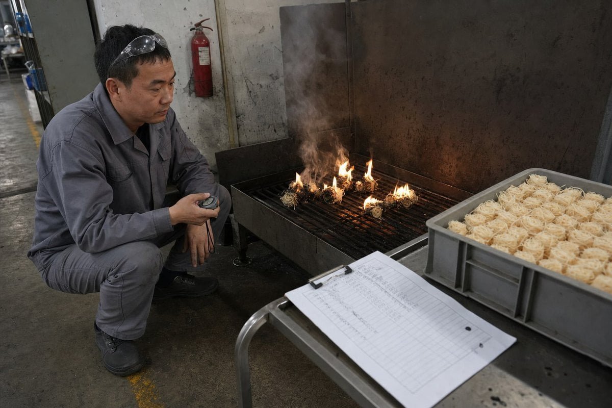 Locking specifications and batch QC testing to ensure consistent burn time and quality (ID#3)