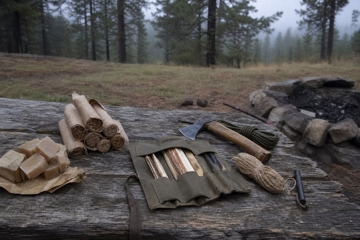 Wood fire starter types for car camping and wilderness survival (ID#1)
