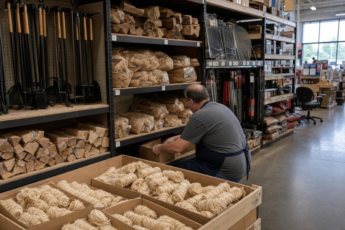Wood fire starters displayed near top wholesale product categories to boost sales (ID#1)