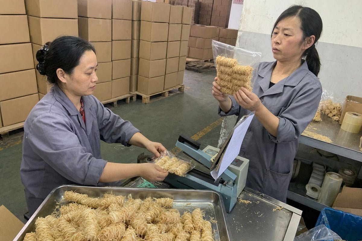 Factory poly-bagging and barcode placement process for FBA compliant fire starters (ID#3)