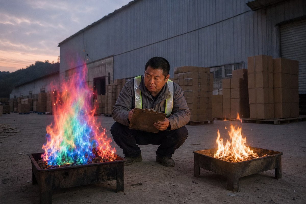 Facteurs affectant l'intensité de la couleur dans les formulations de poudre à feu magique (ID#1)