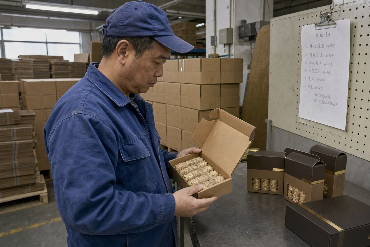 Embalaje premium de iniciadores de fuego de madera con materiales y especificaciones de impresión de calidad (ID#1)