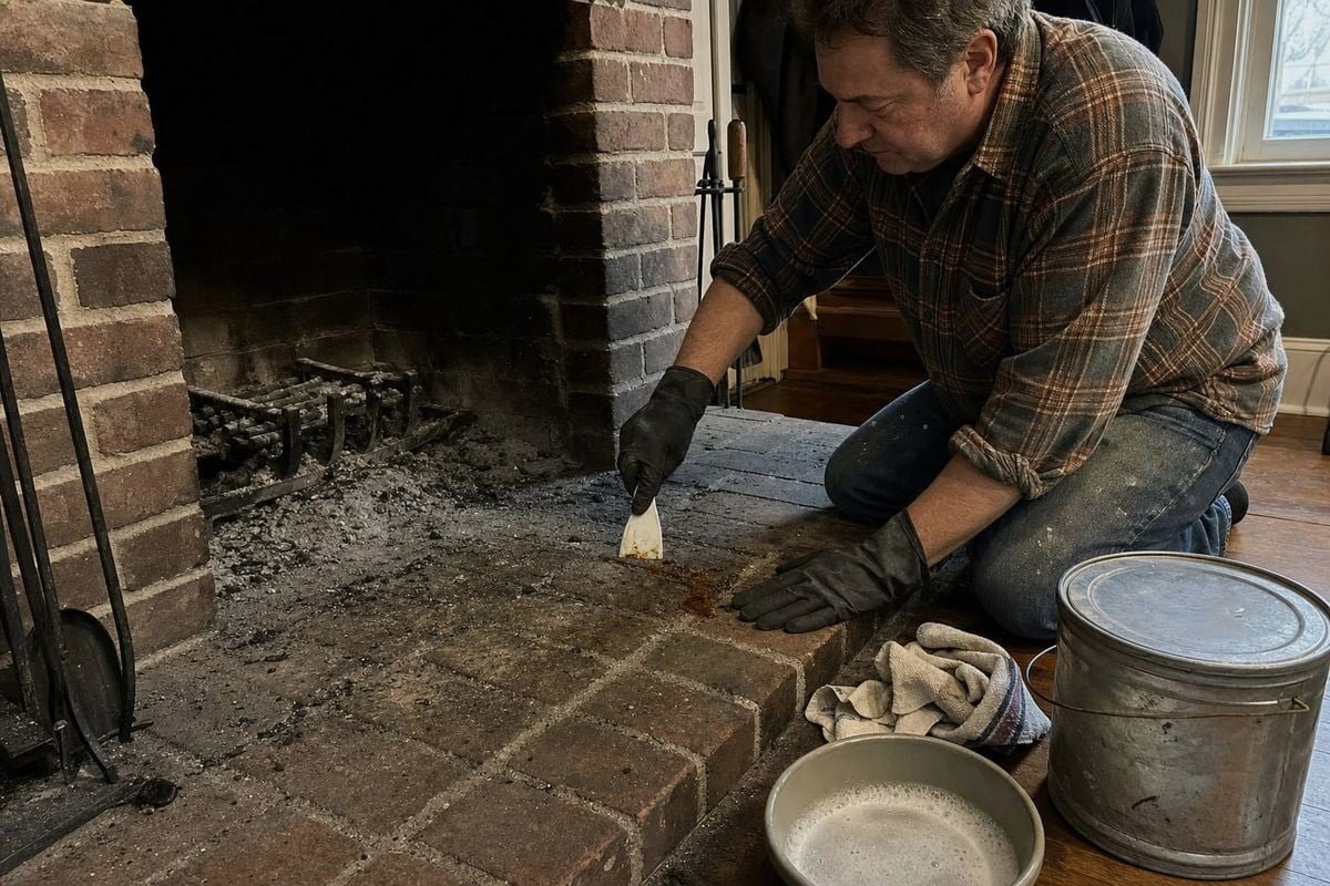 Cleaning ash and wax residue after wood fire starters burn out (ID#1)