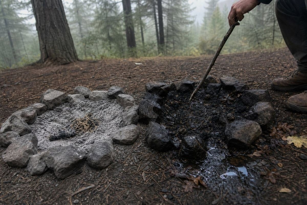 Eco-friendly wood fire starters leaving minimal residue in campsite soil and water (ID#1)