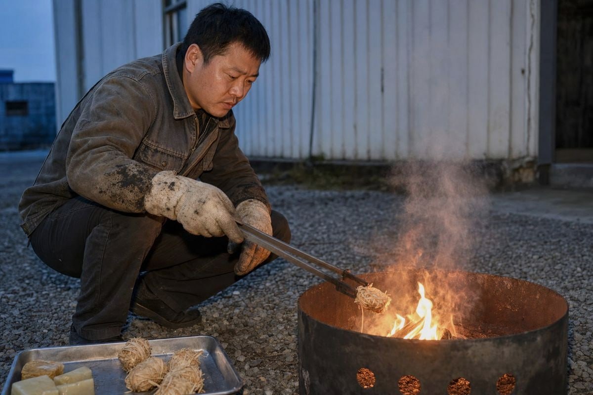 Sample Testing Methods Testing supplier samples through smell, burn, and water slick checks before bulk order (ID#4)
