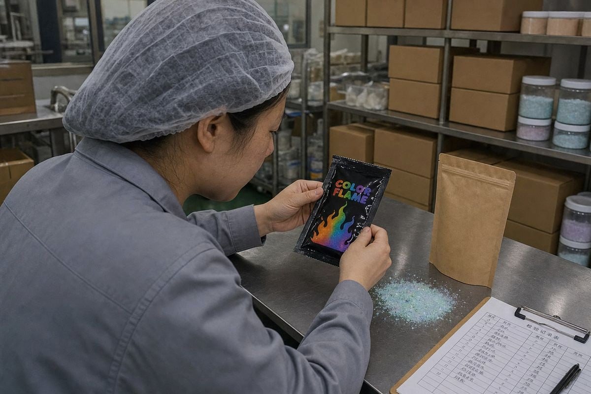 Judging magic fire powder quality through packaging and visual inspection cues (ID#1)