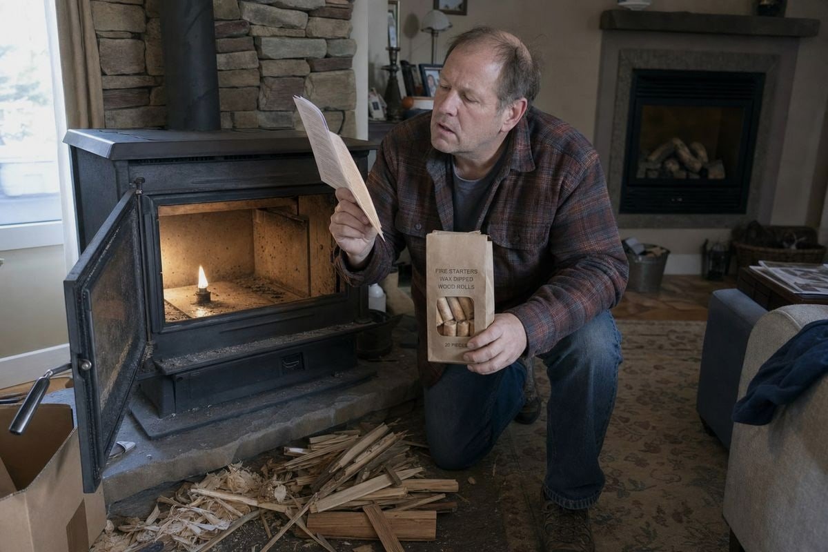 Wood fire starter compatibility guide for wood stoves and gas fireplaces (ID#1)