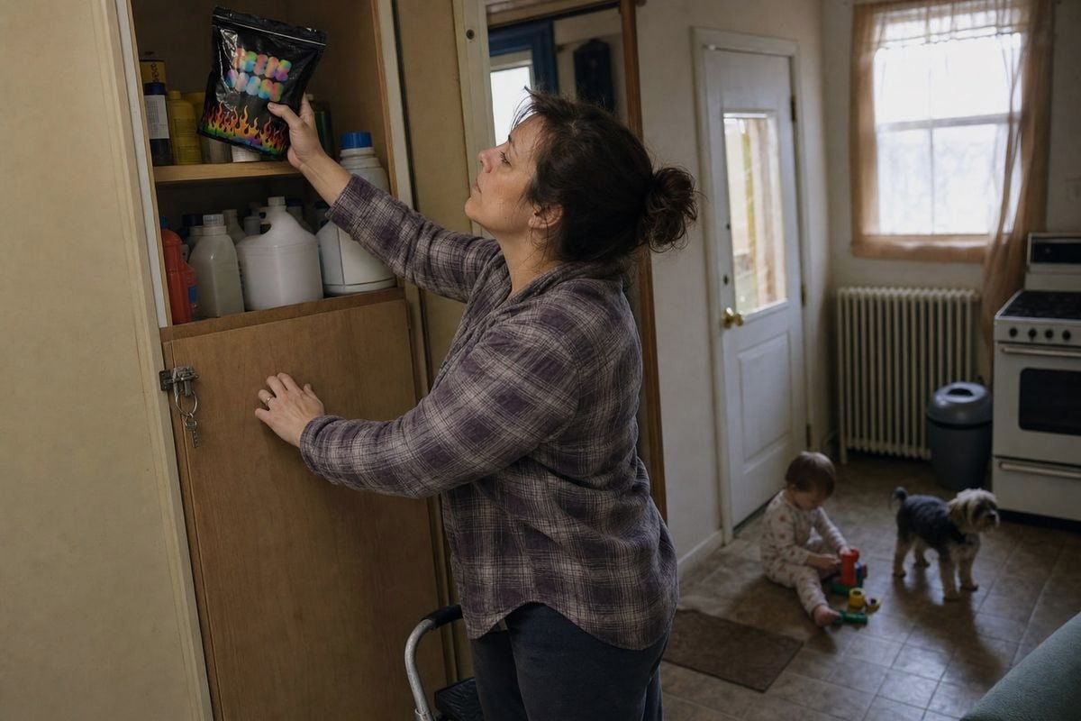 Safely storing Magic Fire powder in homes with kids or pets (ID#1)