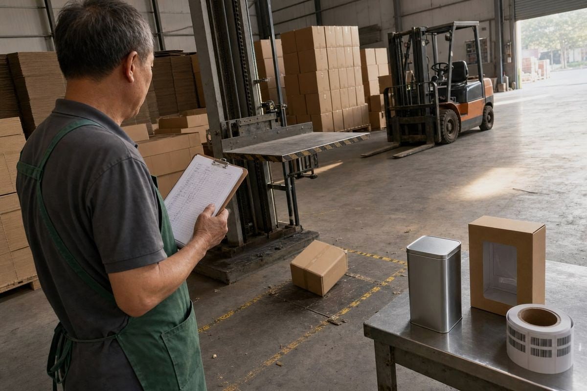 Compliant Kit Packaging Shelf-ready compliant packaging with tin, labels, and barcode for import (ID#3)