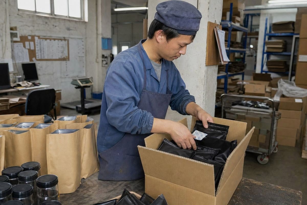 Foil sachets and reinforced cartons protecting Magic Fire Powder during long-distance shipping (ID#2)
