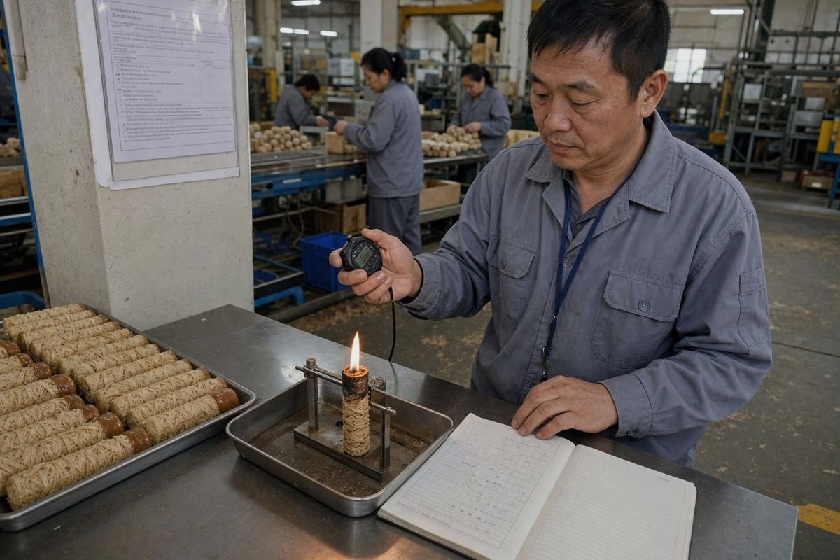 Manufacturer quality control with batch testing reduces wood fire starter return rates (ID#3)