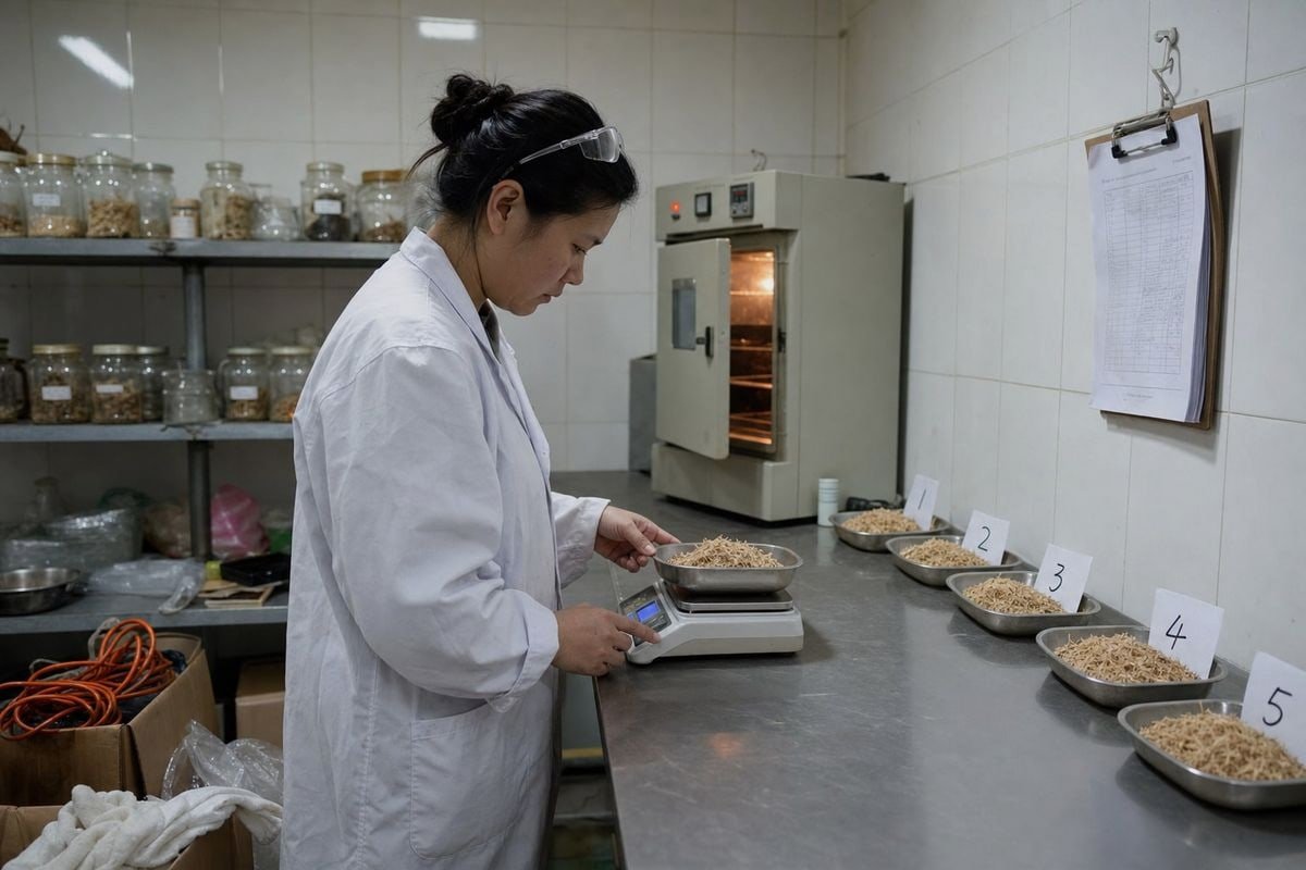 Supplier Quality Verification Auditor reviewing supplier moisture logs and ISO 9001 quality control documentation (ID#4)