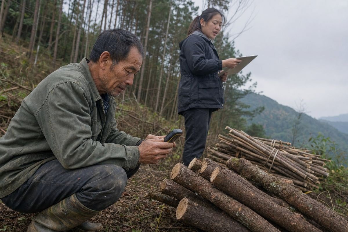 GPS coordinate collection and satellite verification process for timber supplier origin data (ID#3)