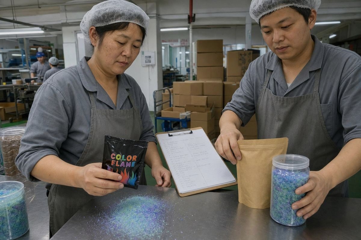 Magic fire powder spec and color comparison between supermarket and specialty store products (ID#1)