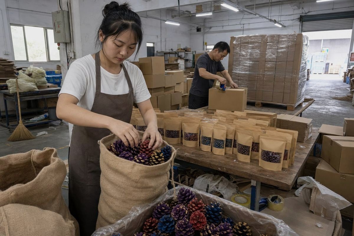 Pine Cone Packaging Costs Packaging inclusions in color-flame pine cone quotes like labeling and cartons (ID#3)