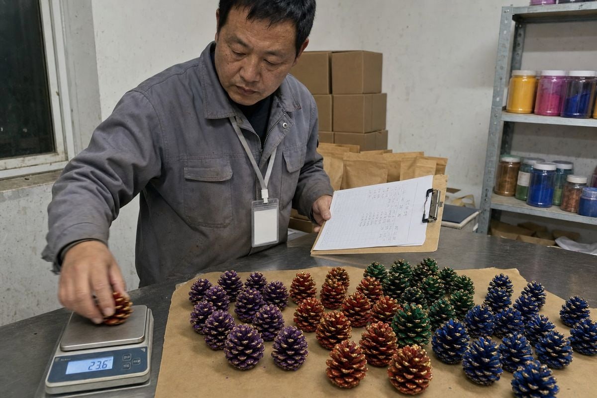Guide to requesting samples and negotiating fees for colored pine cones (ID#1)