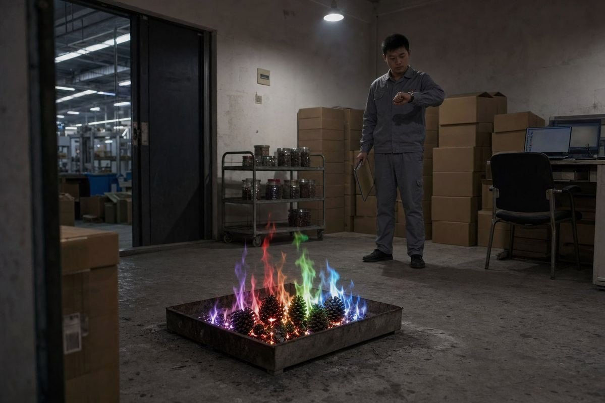 Burn Time and Safety Verifying burn time and safety of colored fireplace cones before bulk ordering (ID#4)