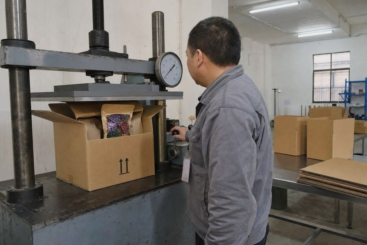 Verifying carton strength for safe long-distance shipping of colored pine cones (ID#1)