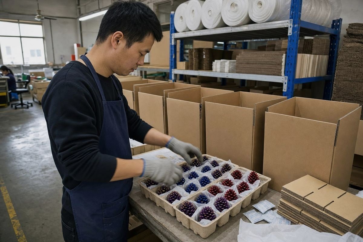 Protective corrugated packaging with molded trays preventing breakage and scent loss during shipping (ID#3)