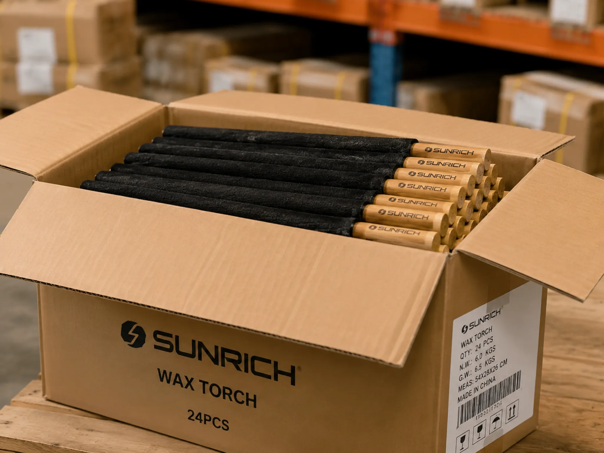 Wax torch carton packaging