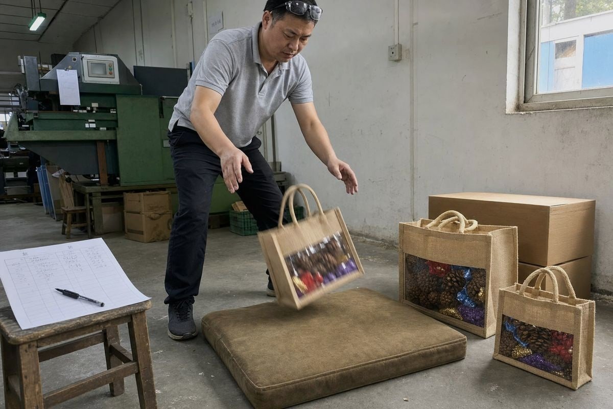 Balancing display appeal and cost for custom fireplace pine cone tote packaging (ID#5)
